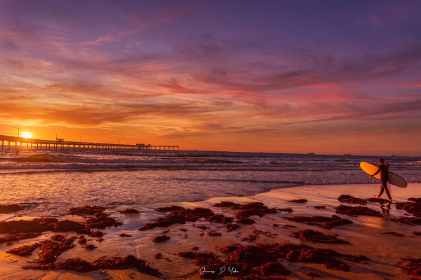 Sunset Over Ocean Beach Print