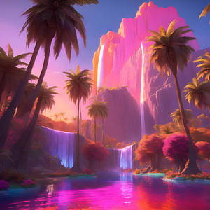 0  A stunning 3D anime style landscape featuring