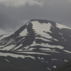 Grey and white mountain