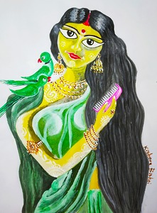 Abhimanini 4-Combing her wet hair