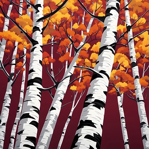Birch in Maroon