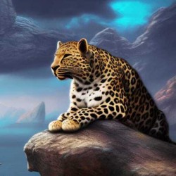 Leopard on the rocks. 