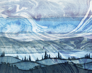 Indigo Blue Hills With Wind In The Clouds Landsca