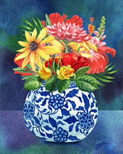Vase with Flowers Watercolor 38