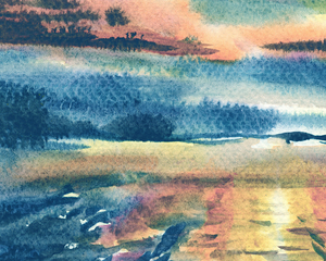 Sunset Above The Sea Watercolor Art 6