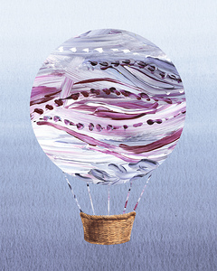 Art Travel In Style Blue And Red Hot Air Balloon.