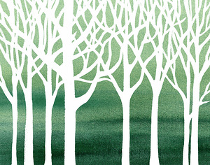 Art White And Green Organic Landscape