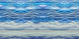 Ocean Waves Beach House Interior Decor Blue Abstract