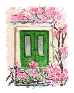 Antique Old Ancient Retro Window Watercolor 6