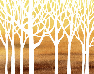 Art Autumn Forest Beige Fall Watercolor Organjpg