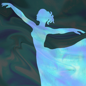 Art Ballerina Silhouette In Teal Blue Watercojpg