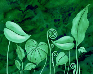 Art Emerald Green Botanical Foliage Tropical