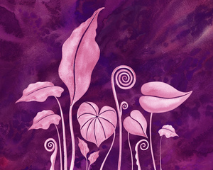 Art Pink Purple Botanical Foliage Tropical Pajpg
