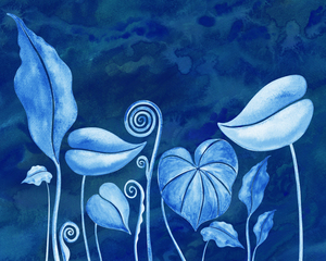 Art Sky Blue Botanical Foliage Tropical Parad