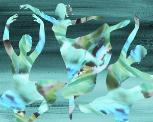 Art Turquoise Blue Dance Watercolor Ballerina