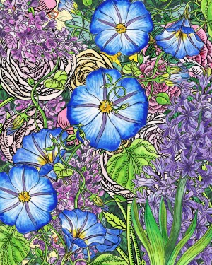 Watercolor Botanical Flowers Garden Flowerbed VI