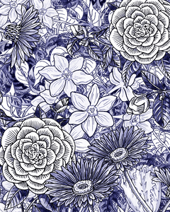 Floral Pattern Botanical Flowers Purple Blue  1666101697.0459