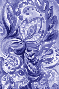Floral Pattern Whimsical Leaves Purple Blue Vjpg