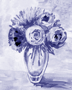 Flowers Bouquet In The Vase  Purple Blue Wate 1666103777.8248
