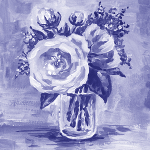 Flowers Bouquet In The Vase  Purple Blue Wate 1666103865.6125