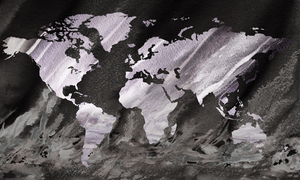 Glowing Silver Gray Colorful World Map Silhou