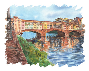Italy Ponte Vecchio Watercolor