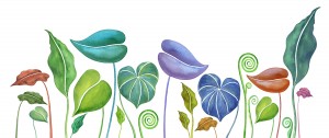 Exotic Colorful Botanical Leaves In Watercolor 