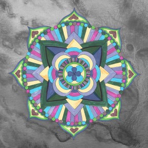Hand Painted Mandala Watercolor Meditation On Gray