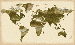 Marble Beige On Cream Colorful World Map Silh