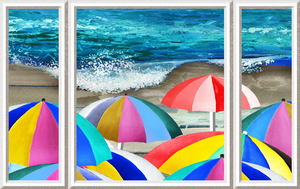Ocean Shore Umbrellas Wave On Sand Beach Hous
