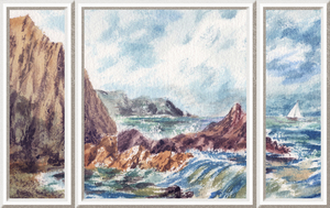 Ocean Wave On The Shore Watercolor Beach Hous