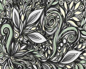 Gorgeous Flowers And Leaves Watercolor Pattern Tiffany Stained Glass Mosaic Decor XI