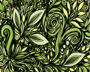 Gorgeous Flowers And Leaves Watercolor Pattern Tiffany Stained Glass Mosaic Decor XII