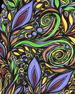 Gorgeous Flowers And Leaves Watercolor Pattern Tiffany Stained Glass Mosaic Decor III