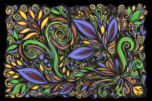Gorgeous Flowers And Leaves Watercolor Pattern Tiffany Stained Glass Mosaic Decor V