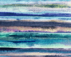 Ocean And Sea Beach Coastal Art Organic Watercolor Abstract Lines VII