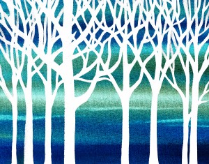 White And Teal Forest
