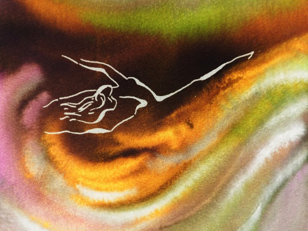 Dancing With The Season Autumn Flames Ballet Abstract Watercolor 