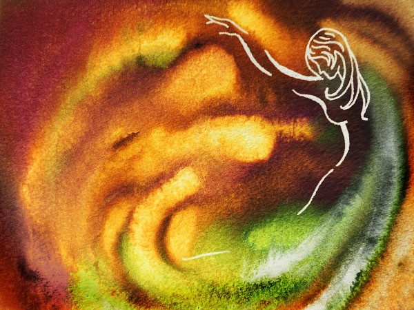 Gorgeous Dance Of Autumn Vortex Abstract Watercolor 