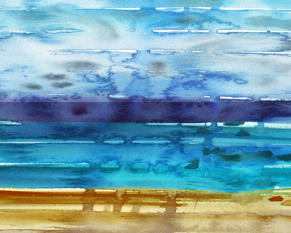 Beach Art Ocean Seascape Sea View Painting For Home Interior Decor IX Print