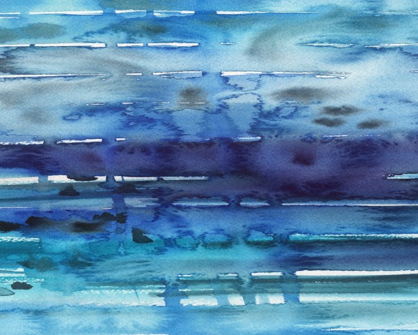 Abstract Blue Seascape Waves And Reflections  Print