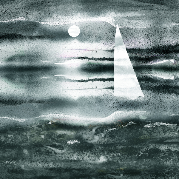 Beach House Art Sailboat At The Ocean Shore Seascape Painting XI