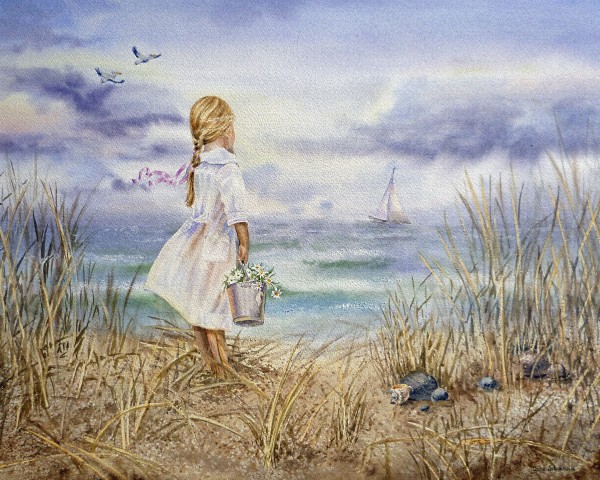 Art Collectors Favorite Girl And Ocean Painting 