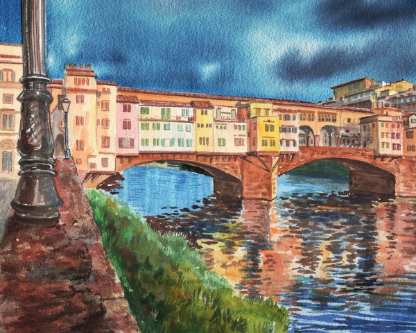 Italy Florence Ponte Vecchio Watercolor