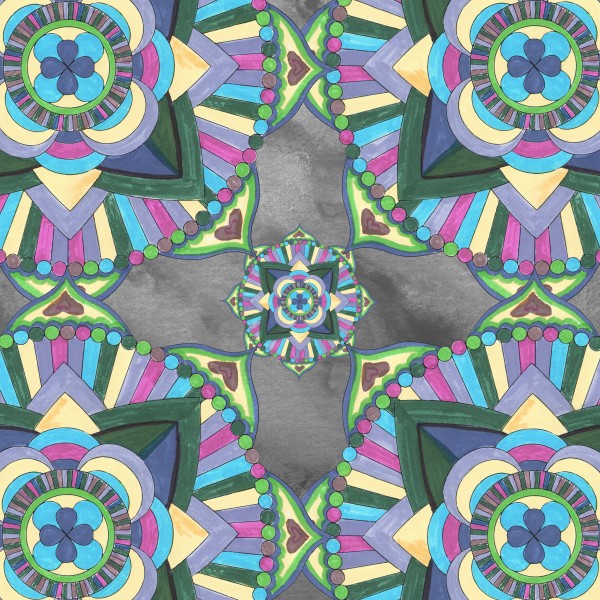 Hand Painted Mandala Watercolor Meditation Pattern II Print