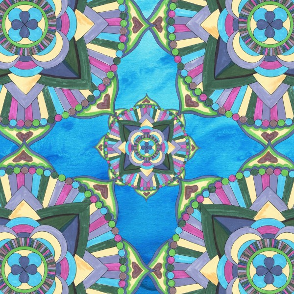 Hand Painted Mandala Watercolor Meditation Pattern III