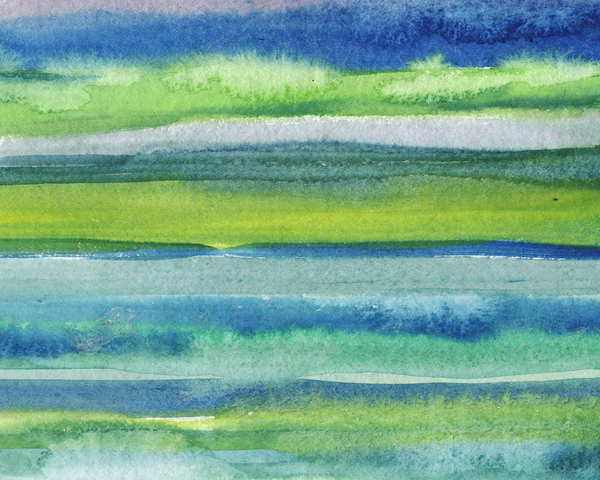 Ocean And Sea Beach Coastal Art Organic Watercolor Abstract Lines II