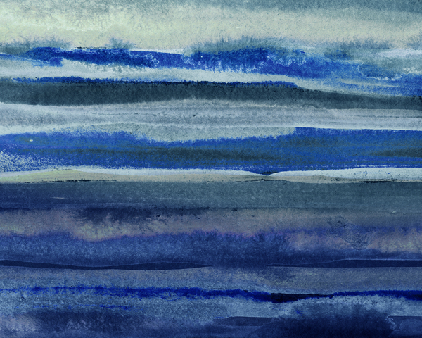 Ocean And Sea Beach Coastal Art Organic Watercolor Abstract Lines III