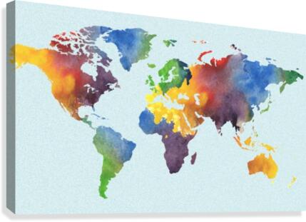 Bright Watercolor Map Of The World Impression sur toile