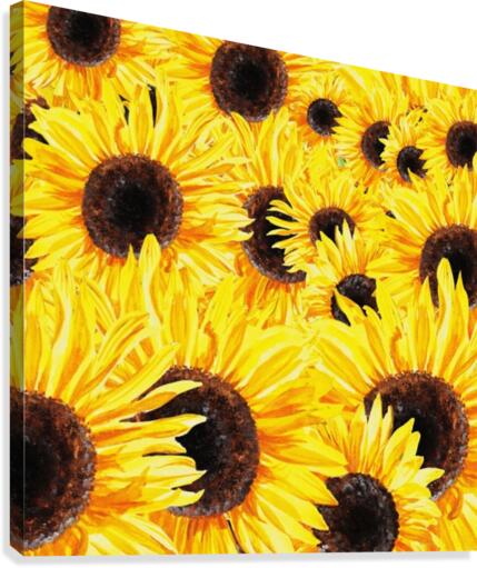 Sunflowers Field Watercolor Painting by Irina Sztukowski Canvas Print